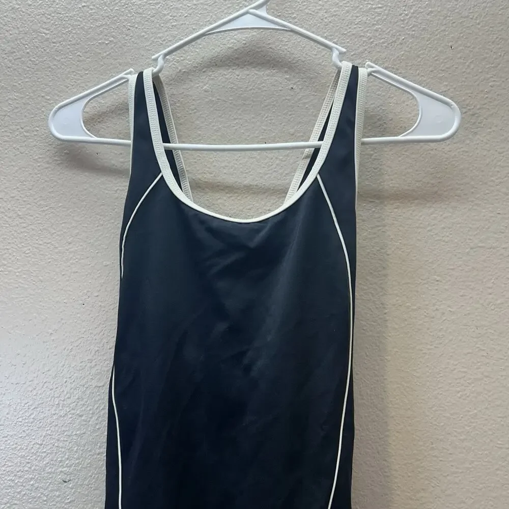 Lands End Full Coverage One Piece‎ Swimsuit Women 6 Black Bathing Suit Modest
